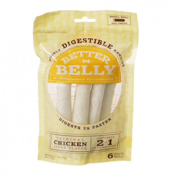 Better Belly Rawhide Chicken Liver Rolls - Small, 6 Count-Dog-Better Belly-PetPhenom