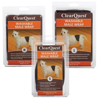 Clear Quest Washable Male Wraps, Black -Large-Dog-Clr Quest-PetPhenom