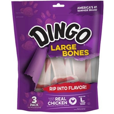 Dingo Meat in the Middle Rawhide Chew Bones, Large - 8.5" (3 Pack)-Dog-Dingo-PetPhenom