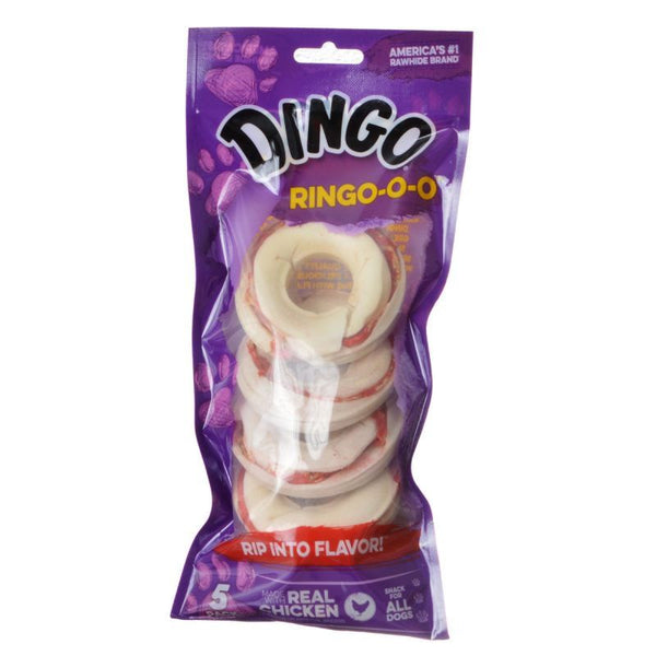 Dingo Ringo-o-o Meat & Rawhide Chew, 2.75" (5 Pack)-Dog-Dingo-PetPhenom