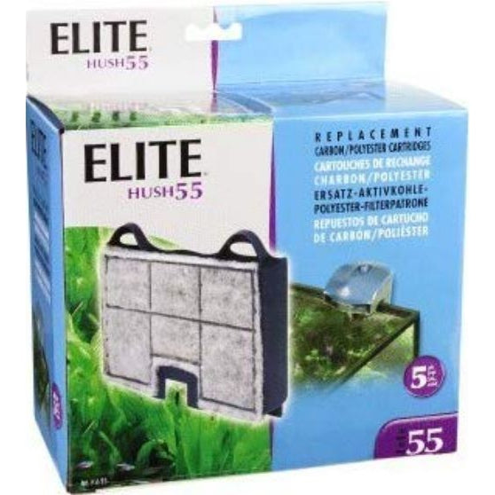 Elite Hush 55 Replacement Carbon / Polyester Cartridges, 5 count-Fish-Elite-PetPhenom