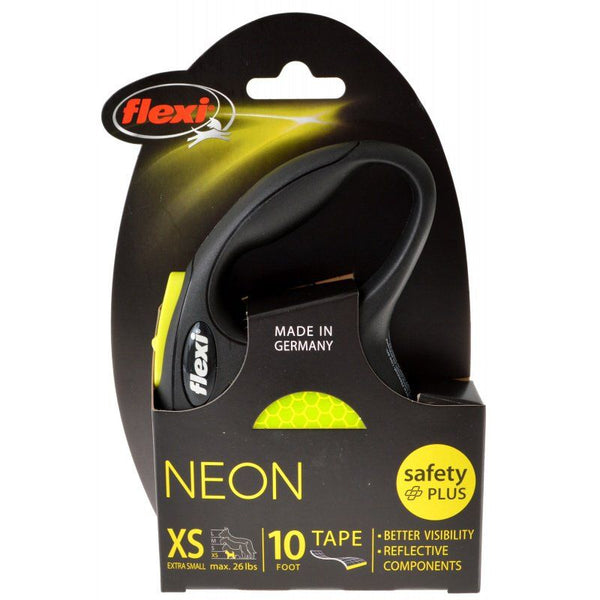 Flexi New Neon Retractable Tape Leash, X-Small - 10' Tape (Pets up to 26 lbs)-Dog-Flexi-PetPhenom