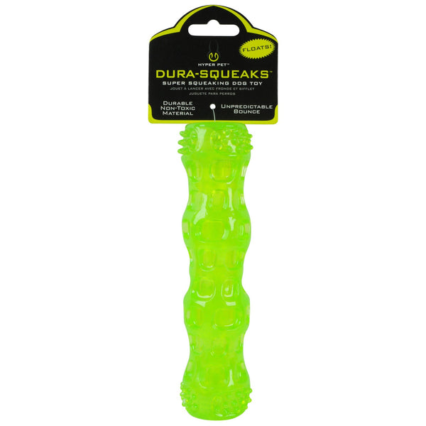 Hyper Pet Dura Squeaks Stick Dog Toy Medium Green 7" x 1.75" x 1.75"-Dog-Hyper Pet-PetPhenom