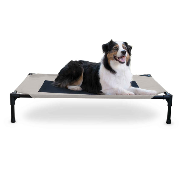 K&H Pet Products Original Pet Cot Elevated Pet Bed Large Taupe/Black 30" x 42" x 7"-Dog-K&H Pet Products-PetPhenom