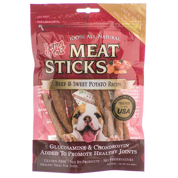 Loving Pets Meat Sticks Dog Treats - Beef & Sweet Potato, 5 oz-Dog-Loving Pets-PetPhenom