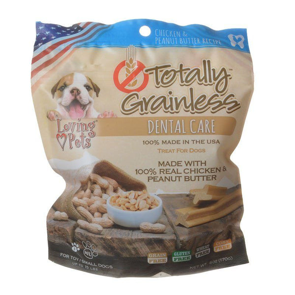 Loving Pets Totally Grainless Dental Care Chews - Chicken & Peanut Butter, Toy/Small Dogs - 6 oz - (Dogs up to 15 lbs)-Dog-Loving Pets-PetPhenom