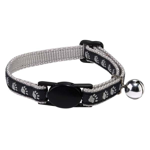 Meow Town Two-Tone Pawprint Cat Collars -Black-Cat-Meow Town-PetPhenom