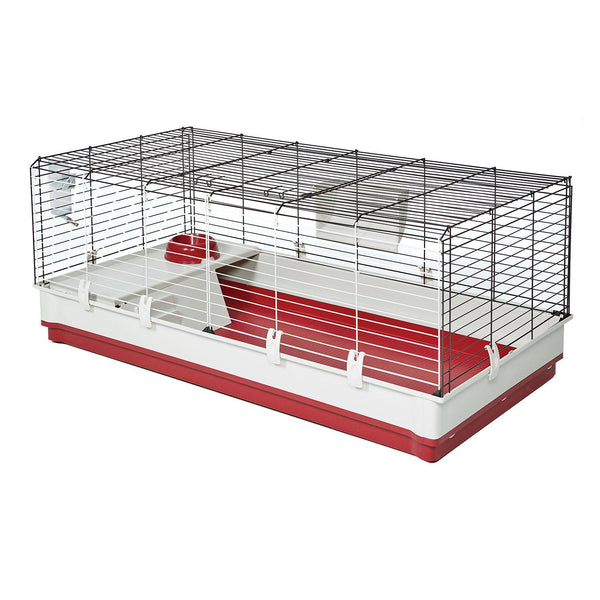 Midwest Wabbitat Deluxe Extra Long Rabbit Home White, Red 47.24" x 23.62" x 19.68"-Small Animal-Midwest-PetPhenom