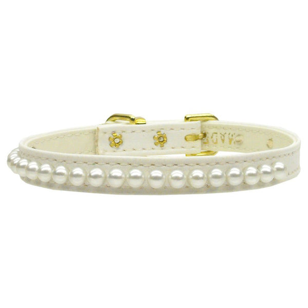 Mirage Pet Products 3/8-Inch Pearl Pet Collar, Size 14, White