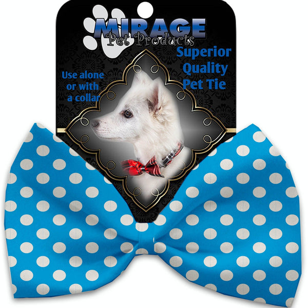 Mirage Pet Products Aqua Blue Swiss Dots Pet Bow Tie Collar Accessory with Velcro