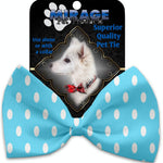 Mirage Pet Products Aqua Polka Dots Pet Bow Tie Collar Accessory with Velcro