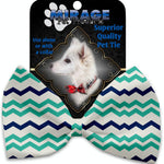 Mirage Pet Products Aquatic Chevron Pet Bow Tie Collar Accessory with Velcro