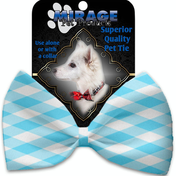 Mirage Pet Products Baby Blue Plaid Pet Bow Tie Collar Accessory with Velcro