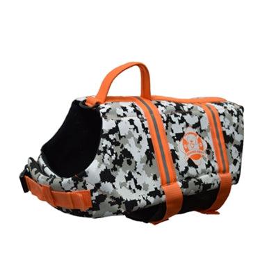 Paws Aboard Doggy Life Jacket - Grey Camo/Orange -XLarge-Dog-Paws Aboard-PetPhenom