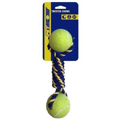 PetSport Twisted Chews-Knotted Cotton Rope Bumper with Two 2.5” Tennis Balls-Dog-PetSport-PetPhenom