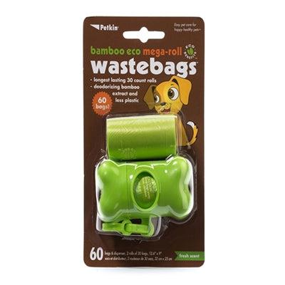 Petkin Bamboo Eco Mega-Roll Waste Bags - 60 count with dispenser-Dog-Petkin-PetPhenom