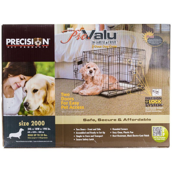 Precision Pet Pro Value by Great Crate - 2 Door Crate - Black, Model 2000 (24"L x 18"W x 19"H) For Dogs up to 25 lbs-Dog-Precision Pet-PetPhenom