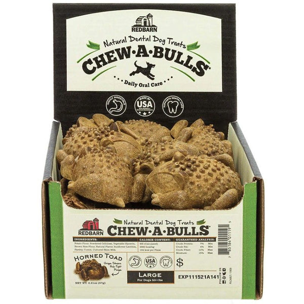Redbarn Pet Products Chew-A-Bulls Horned Toad Dental Dog Treats Large, 25 count-Dog-Redbarn-PetPhenom