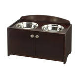Richell Elegant Wooden Pet Feeder Large Dark Brown 23.8" x 13.4" x 15.4"-Dog-Richell-PetPhenom