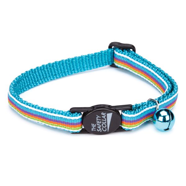 Savvy Tabby Decorative Ribbon Collar 8"-12" -Blue Stripe-Cat-Savvy Tabby-PetPhenom