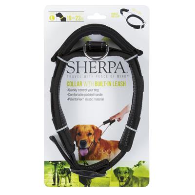 Sherpa Pet Trading Co. Sherpa® Dog Collar with Built in Leash, Black -Medium-Dog-Sherpa Pet Trading Co.-PetPhenom