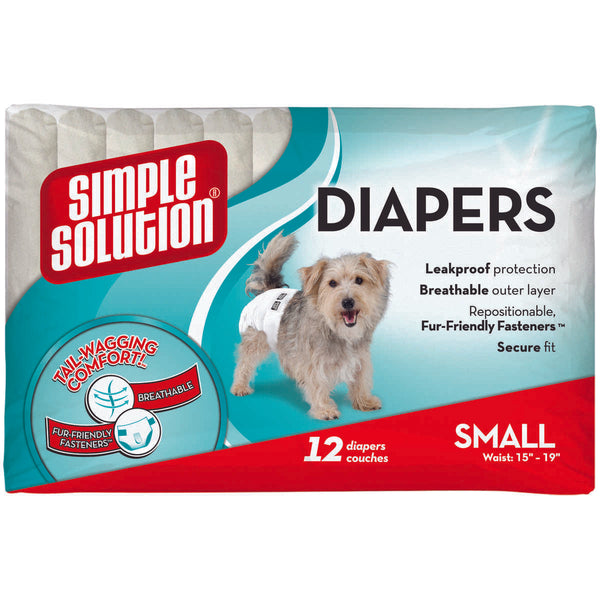 Simple Solution Disposable Dog Diapers 12 pack Small White-Dog-Simple Solution-PetPhenom