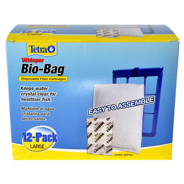 Tetra Bio-Bag Disposable Filter Cartridges, Large - For Whisper 20i, 40i, C, 20, 30, 40 & 60 Power Filters (12 Pack)-Fish-Tetra-PetPhenom