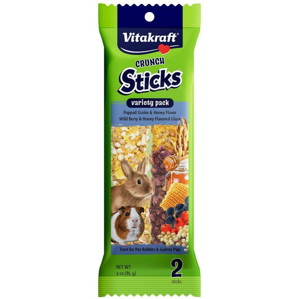 Vitakraft Crunch Sticks Rabbit & Guinea Pig Treats Variety Pack - Popped Grains & Wild Berry, 2 Pack-Small Pet-Vitakraft-PetPhenom