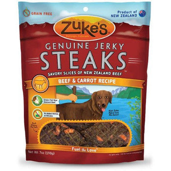 Zuke's - Jerky Steaks - Beef and Carrot - Case of 6 - 7 oz.-Dog-Zuke's-PetPhenom
