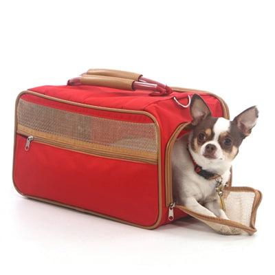 bark n bag® Bark-n-Bag Nylon Classic Pet Carrier - Red Nylon/Tan Trim -Large-Dog-bark n bag®-PetPhenom