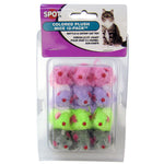 Spot Colored Plush Mice Cat Toy with Rattle and Catnip, 72 count (6 x 12 ct)