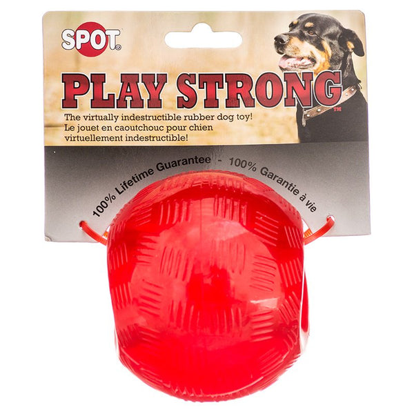 Spot Play Strong Rubber Ball Dog Toy Red, Large - 3 count