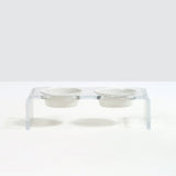 Hiddin Clear Double Cat Bowl Feeder with Color Bowls | Options-Cat-Hiddin.co-1 Pint Bowls-Pastel Pink-PetPhenom