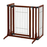 Richell Premium Plus Freestanding Pet Gate Cherry Brown 34"-63" x 20.5"-26" x 32"-Dog-Richell-PetPhenom