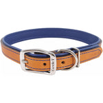 Circle T Layered Fashion Leather Dog Collar Navy, 20"L x 1"W