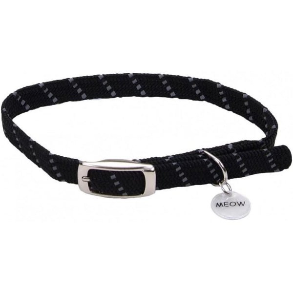 Coastal Pet ElastaCat Reflective Safety Stretch Collar Black, 10"L x 3/8"W