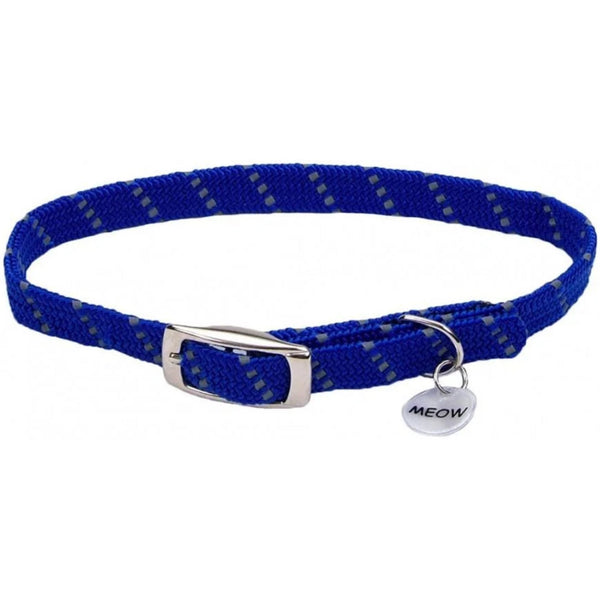 Coastal Pet ElastaCat Reflective Safety Stretch Collar Blue, 10"L x 3/8"W