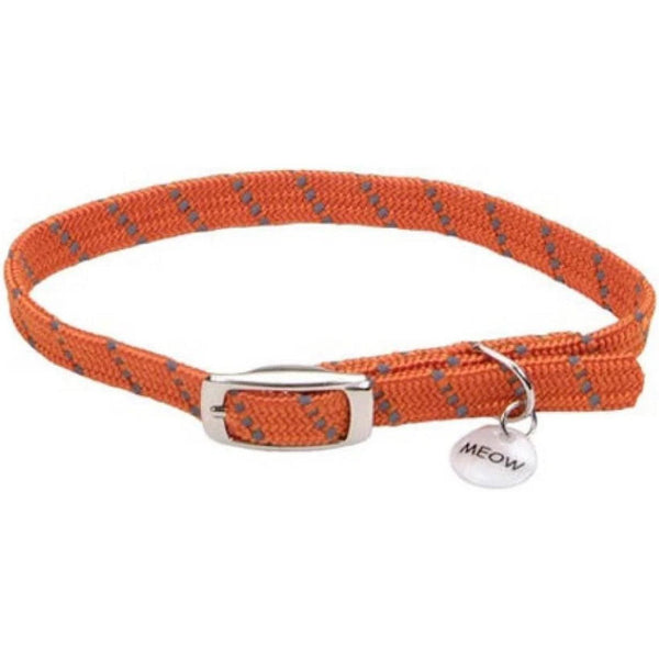 Coastal Pet ElastaCat Reflective Safety Stretch Collar Orange, 10"L x 3/8"W