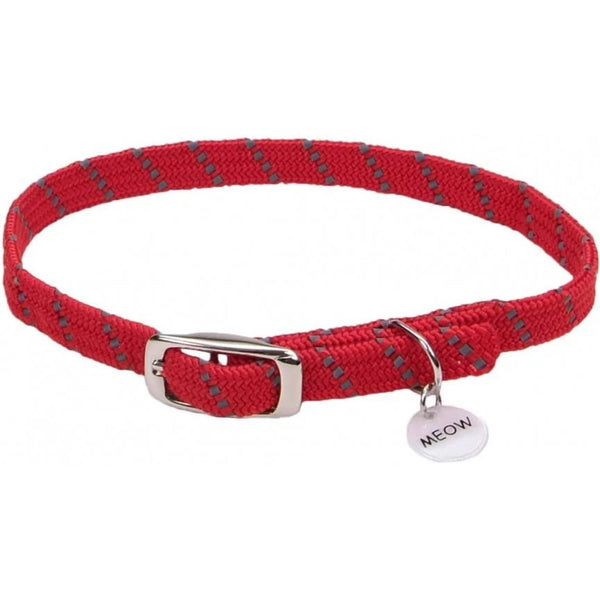 Coastal Pet ElastaCat Reflective Safety Stretch Collar Red, 10"L x 3/8"W