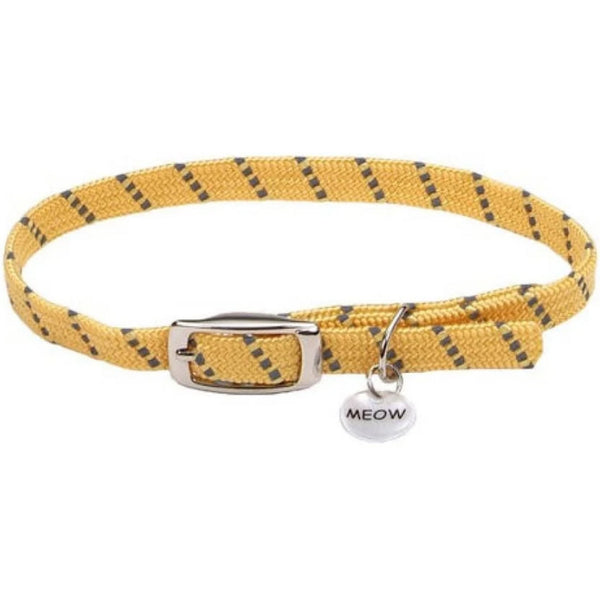 Coastal Pet ElastaCat Reflective Safety Stretch Collar Yellow, 10"L x 3/8"W