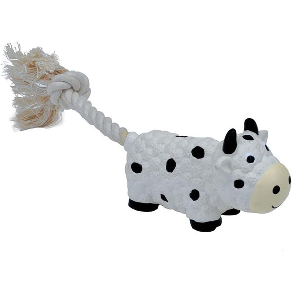 Lil Pals Latex and Rope Cow Toy, 1 count-Dog-Lil Pals-PetPhenom