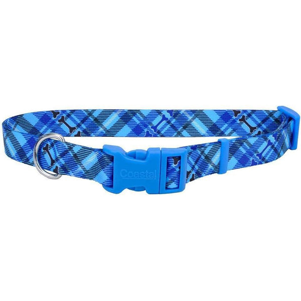 Coastal Pet Styles Adjustable Dog Collar Plaid Bones, 10-14"L x 5/8"W-Dog-Coastal Pet-PetPhenom