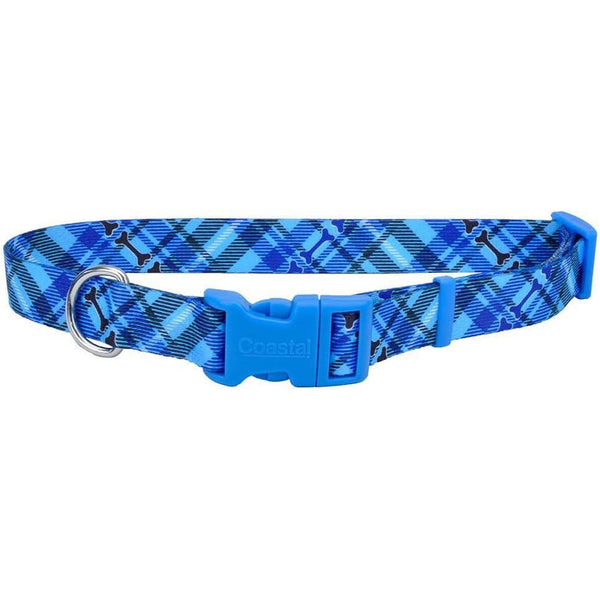Coastal Pet Styles Adjustable Dog Collar Plaid Bones, 8-12"L x 3/8"W-Dog-Coastal Pet-PetPhenom