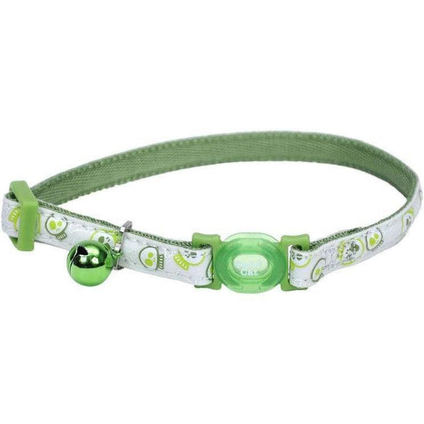 Coastal Pet Safe Cat Glow in the Dark Adjustable Breakaway Collar Lime Skulls, 8-12"L x 3/8"W-Cat-Coastal Pet-PetPhenom