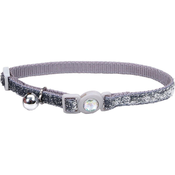 Coastal Pet Safe Cat Jeweled Buckle Adjustable Breakaway Collar Silver Glitter, 8-12"L x 3/8"W-Cat-Coastal Pet-PetPhenom
