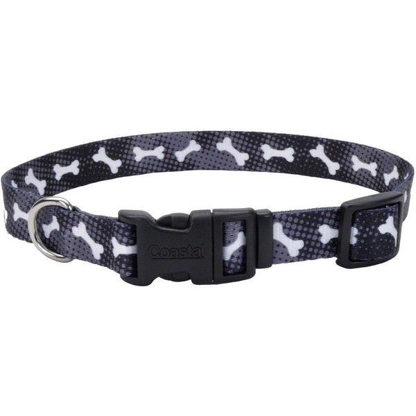 Coastal Pet Styles Nylon Adjustable Dog Collar Black Bones, 8-12"L x 3/8"W-Dog-Coastal Pet-PetPhenom