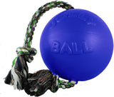 Jolly Pets Romp-n-Roll Rope and Ball Dog Toy, 4.5 Inches/Small, Blue