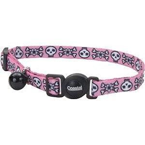 Coastal Pet Safe Cat Adjustable Breakaway Collar Pink Skulls, 8-12"L x 3/8"W-Cat-Coastal Pet-PetPhenom