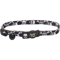 Coastal Pet Safe Cat Adjustable Breakaway Collar Black Skulls, 8-12"L x 3/8"W-Cat-Coastal Pet-PetPhenom