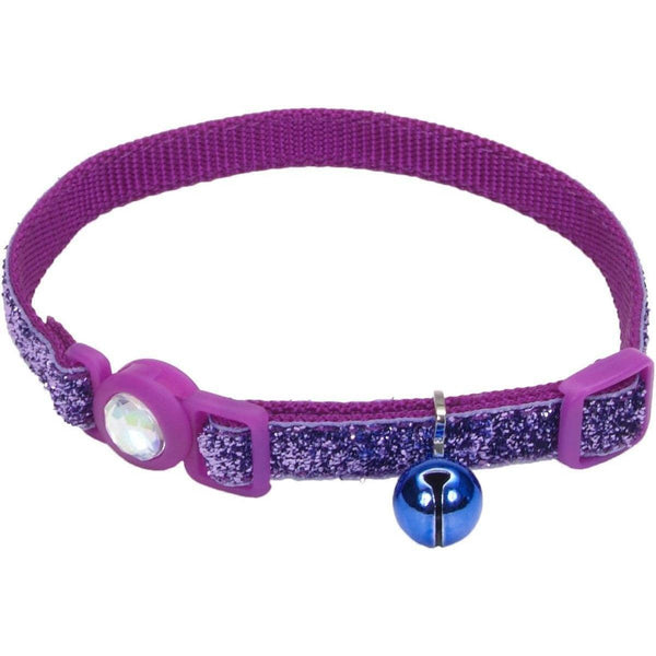Coastal Pet Safe Cat Jeweled Buckle Adjustable Breakaway Collar Purple Glitter, 8-12"L x 3/8"W-Cat-Coastal Pet-PetPhenom